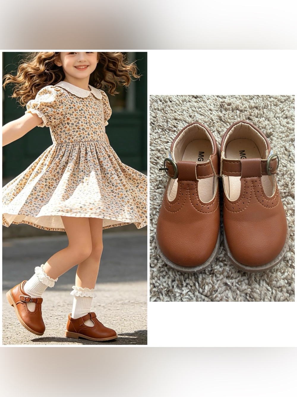 DADAWEN MG Baby Brown T-Strap Mary Jane Dress Shoes Size 7 Toddler EU 24